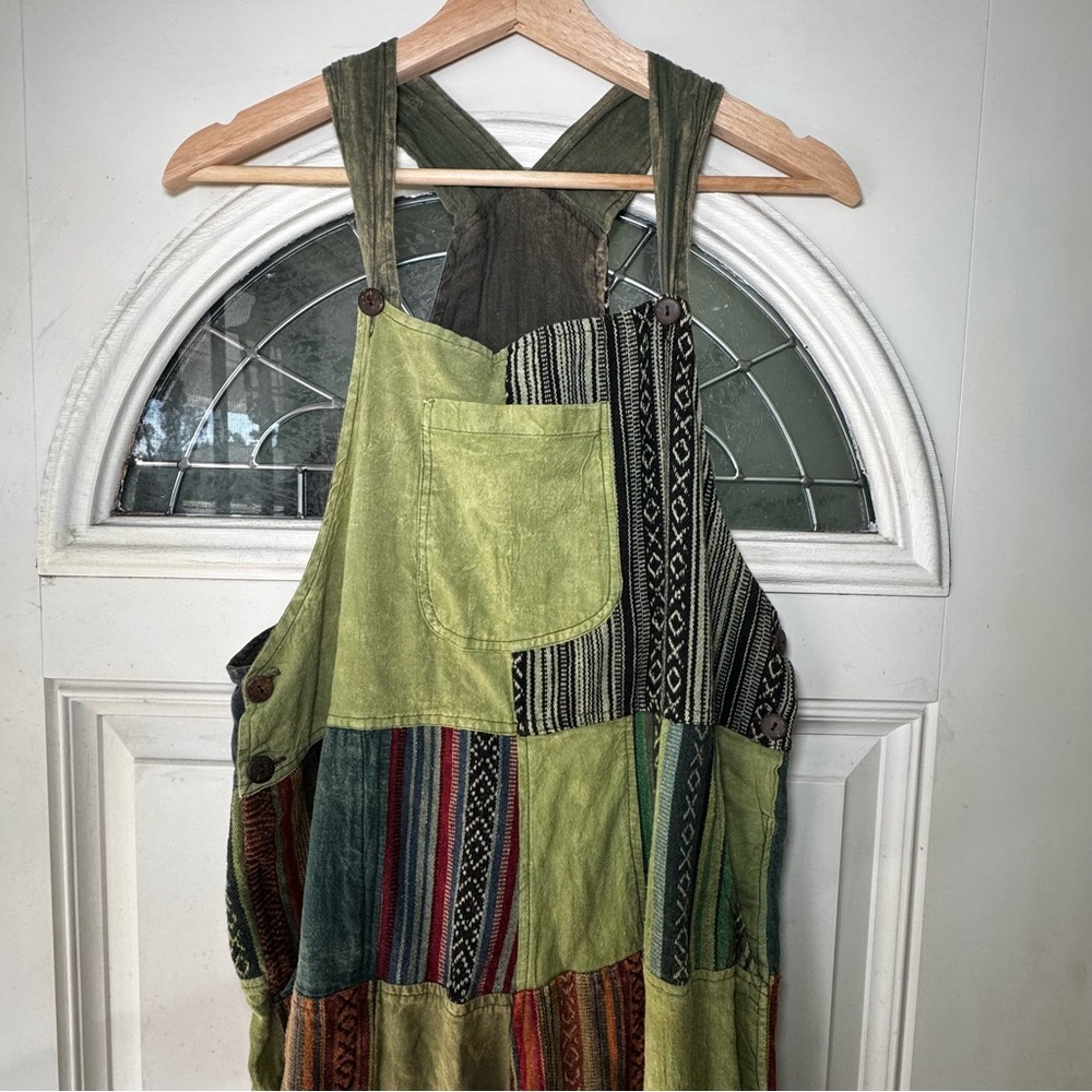 Gringo Patchwork Boho Overalls Small Festival Hip… - image 2